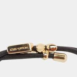 Pre Owned Louis Vuitton LV Bloom Leather Gold Tone Bracelet