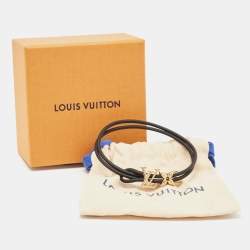 Pre Owned Louis Vuitton LV Bloom Leather Gold Tone Bracelet