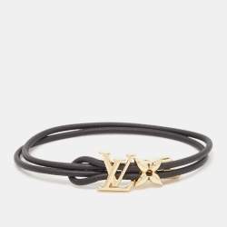 Pre Owned Louis Vuitton LV Bloom Leather Gold Tone Bracelet