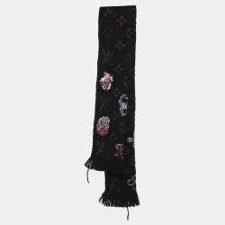 Louis Vuitton Pink/Black Wool Silk Echarpe Mania Superstation Scarf 