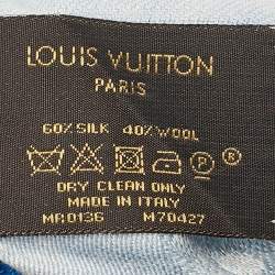 Pre Owned Louis Vuitton Blue X-Ray Chale Monogram Silk & Wool Scarf