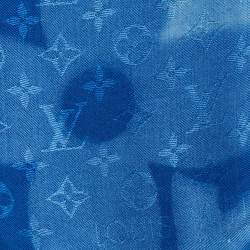 Pre Owned Louis Vuitton Blue X-Ray Chale Monogram Silk & Wool Scarf