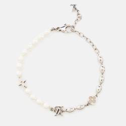 Pre Owned Louis Vuitton Pearls Fusion Silver Tone Bracelet