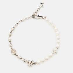 Pre Owned Louis Vuitton Pearls Fusion Silver Tone Bracelet