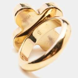 Pre Owned Louis Vuitton Crystals Gold Tone Ring Size 50