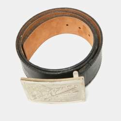 Louis Vuitton Black Leather Travelling Requisites Belt 95 CM