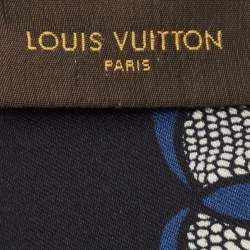 Louis Vuitton Navy Blue Floral Lace Print Silk Bandeau Scarf 