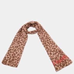 Pre Owned Louis Vuitton X Stephen Sprouse Pink/Brown Leopard Graffiti Print Cashmere & Silk Scarf