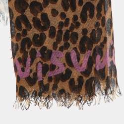 Louis Vuitton X Stephen Sprouse Brown Leopard Graffiti Print Cashmere & Silk Scarf