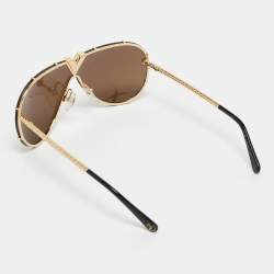 Pre Owned Louis Vuitton Gold Nano Monogram Mirrored Z0896W Drive Sunglasses