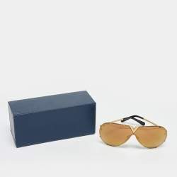 Pre Owned Louis Vuitton Gold Nano Monogram Mirrored Z0896W Drive Sunglasses