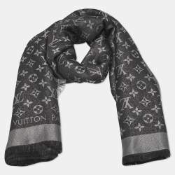 Pre Owned Louis Vuitton Black/Silver Silk Blend Monogram Shine Shawl