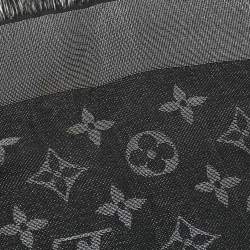 Pre Owned Louis Vuitton Black/Silver Silk Blend Monogram Shine Shawl