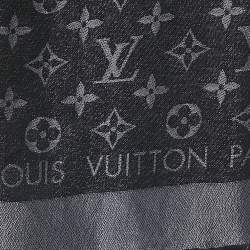 Pre Owned Louis Vuitton Black/Silver Silk Blend Monogram Shine Shawl