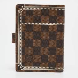 Pre Owned Louis Vuitton Damier Ebene Trunk Canvas Small Ring Agenda Cover