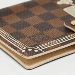 Pre Owned Louis Vuitton Damier Ebene Trunk Canvas Small Ring Agenda Cover