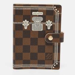Pre Owned Louis Vuitton Damier Ebene Trunk Canvas Small Ring Agenda Cover