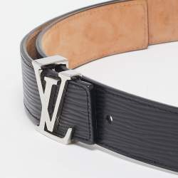 Pre Owned Louis Vuitton Black Epi Leather LV Initiales Belt 85CM