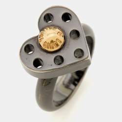 Pre Owned Louis Vuitton Love Letters Two Tone Metal Ring Size 50