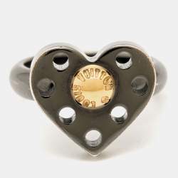 Pre Owned Louis Vuitton Love Letters Two Tone Metal Ring Size 50