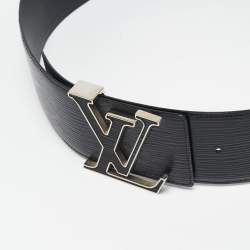 Pre Owned Louis Vuitton Black Electric Epi Leather LV Initiales Waist Belt 85CM