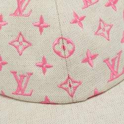 Pre Owned Louis Vuitton Pink/Beige LV Embroidered Canvas Cap M