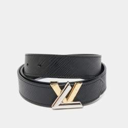 Pre Owned Louis Vuitton Black Epi Leather LV Twist Belt 85 CM