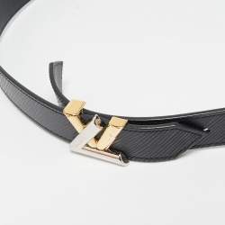 Pre Owned Louis Vuitton Black Epi Leather LV Twist Belt 85 CM