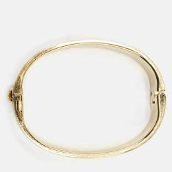 Pre Owned Louis Vuitton Enamel Brasserie Confidential Enamel Gold Tone Hinged  Bracelet S