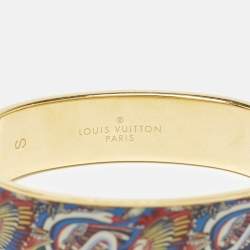 Pre Owned Louis Vuitton Enamel Brasserie Confidential Enamel Gold Tone Hinged  Bracelet S