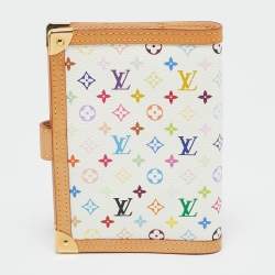 مملوكة مسبقًا Louis Vuitton White Monogram Multicolor Canvas Small Agenda Ring Cover
