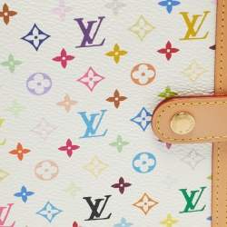 مملوكة مسبقًا Louis Vuitton White Monogram Multicolor Canvas Small Agenda Ring Cover