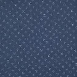 Louis Vuitton Blue Silk LV Monogram Scarf