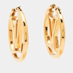 Pre Owned Louis Vuitton Louise Gold Tone Hoop GM Earrings