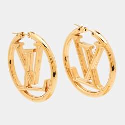 Pre Owned Louis Vuitton Louise Gold Tone Hoop GM Earrings