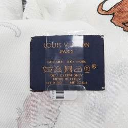 Louis Vuitton White Animal Print Silk and Wool Shawl 