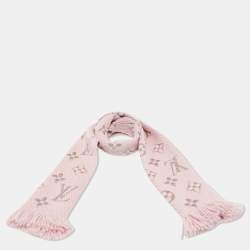 Louis Vuitton Pink Logo Wool and Lurex Jacquard Logomania Shine Scarf