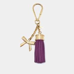 Pre Owned Louis Vuitton Leather Tassel Bow Gold Tone Bag Charm