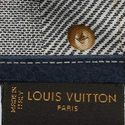Pre Owned Louis Vuitton Blue Monogram Print Silk Bandeau Scarf 