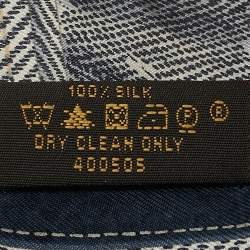 Pre Owned Louis Vuitton Blue Monogram Print Silk Bandeau Scarf 