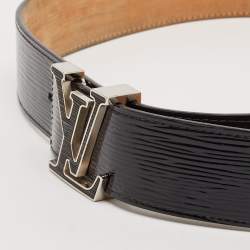 Pre Owned Louis Vuitton Black Electric Epi Leather LV Initiales Belt 85CM