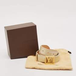 Louis Vuitton Blanc Corail Monogram Vernis LV Frame Belt 85CM