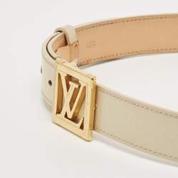 Louis Vuitton Blanc Corail Monogram Vernis LV Frame Belt 85CM