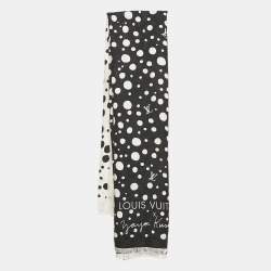 Louis Vuitton x Yayoi Kusama Black/White Dots Print Wool Blend Monogram Scarf 