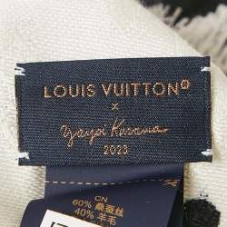 Louis Vuitton x Yayoi Kusama Black/White Dots Print Wool Blend Monogram Scarf 