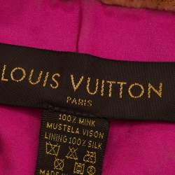 Louis Vuitton Brown Leopard Print Mink Fur Metal Logo Detail Stole 