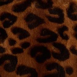 Louis Vuitton Brown Leopard Print Mink Fur Metal Logo Detail Stole 
