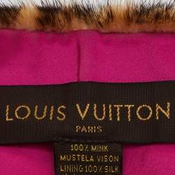 Louis Vuitton Brown Leopard Print Mink Fur Metal Logo Detail Stole 