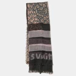 Louis Vuitton Purple Leopard Printed Cashmere & Silk Shawl