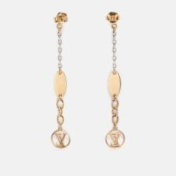 Louis Vuitton Gold/Silver Tone Logomania Drop Earrings
